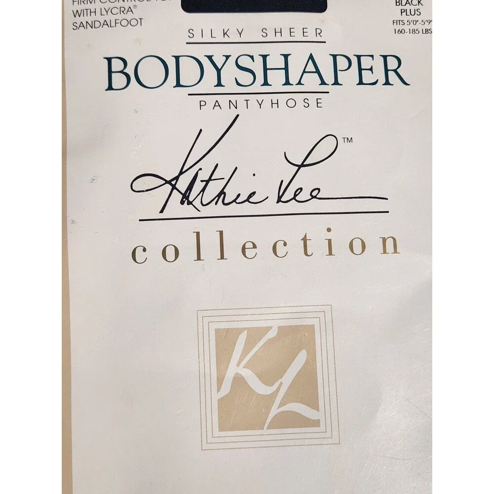 Kathie Lee BodyShaper Vintage Pantyhose Silky Sheer Control Top Black